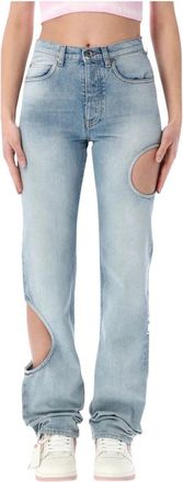Off-white New Meteor Denim Broek - Dames - Regular Fit Jeans - Blauw - W27 - Denim - Jeans
