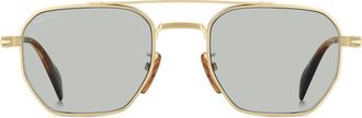 David Beckham 52mm Navigator Sunglasses in Gold Brown Horn/Grn Ft Ar at Nordstrom