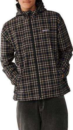 Rip Curl Archive Plaid Hooded Jacket in Dark Navy at Nordstrom, Size X-Large
