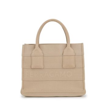 Ferragamo Beige Fabric Handbag Tote Bag (Pre-Owned)