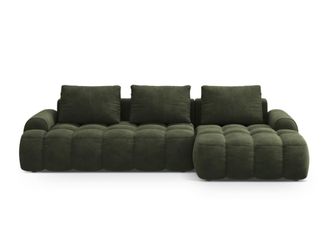 Cosmopolitan Design Sof&aacute; cama esquinero derecho con ba&uacute;l 3 plazas terciopelo verde