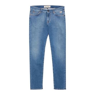 Roy Rogers Slim-fit Jeans, male, Blue, Size: W31 Denim Knit Trousers Real Wash
