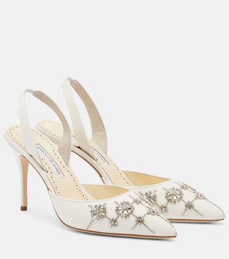 Manolo Blahnik Ralyne 90 crepe de chine slingback pumps