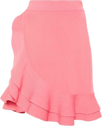 Alexander McQueen ruffled asymmetric skirt - women - Viscose/Polyamide/Polyester/Spandex/Elastane - L - Pink