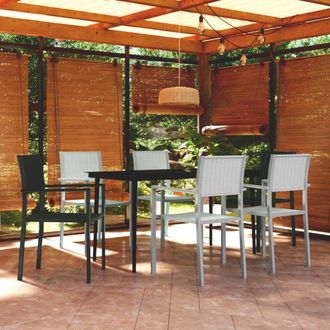 Berkfield Home 7 Piece Garden Dining Set Black & White