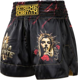 OEM Pantalones Cortos De Muay Thai Para Hombre Santa Muerte S Negros