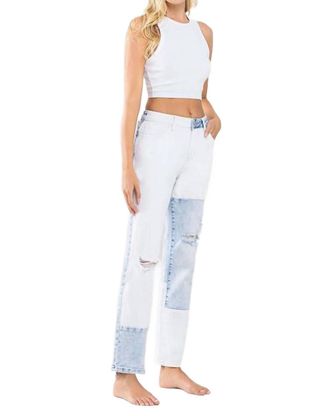 Flying Monkey Boyfriend Color Block Straight In Light Wash