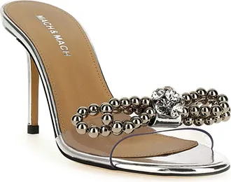 Mach & Mach Womens Crystal-Embellished Pvc Sandal Silver Heels