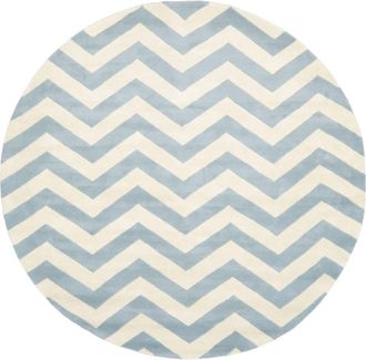 Safavieh Alfombra contempor&aacute;neo de lana azul/blanco, 152 cm