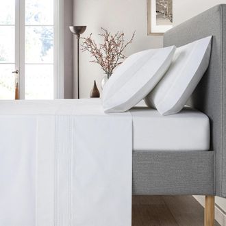 Casa da Laura S&aacute;banas 100% algod&oacute;n 200 hilos bordado blanco cama 135/140 1 almohad