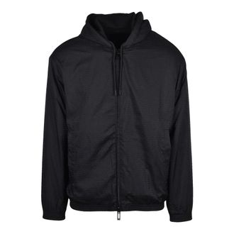 Emporio Armani Light Jackets, male, Black, 3XL, Felpagiubbotto con zip