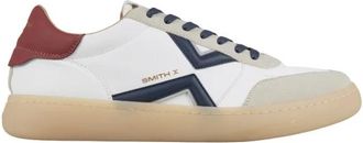Alexander Smith Ocean Uomo in wit en grijs su&egrave;de details met blauw zijlogo en rode hiel - Heren - Sneakers - Veelkleurig - 42 EU - Su&egrave;de - Schoenen