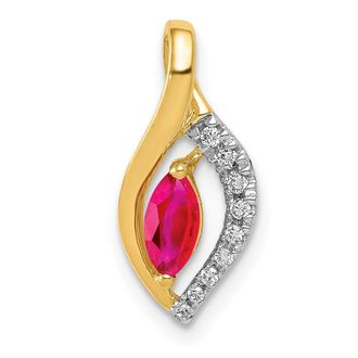 Diamond2Deal 14k Yellow Gold Diamond and.32 Marquise Ruby Chain Slide