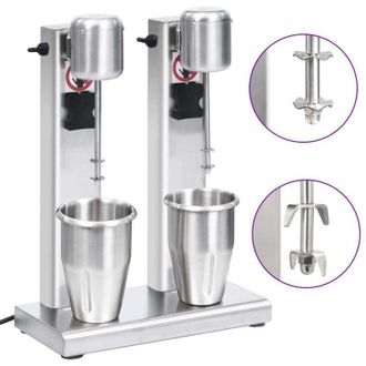 vidaXL Batidora De Batidos Con Doble Vaso De Acero Inoxidable 2 L Vidaxl