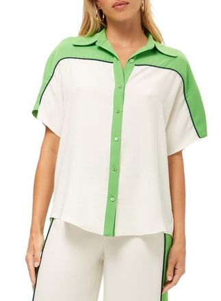 Trina Turk Series 2 Colorblock Button Up Top in Whitewash/multi at Nordstrom, Size X-Large
