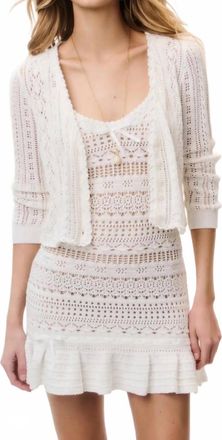 LoveShackFancy Danilara Cotton Crochet Cardigan In Coastal Sand