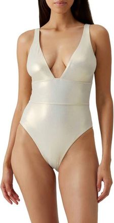 Melissa Odabash Caribbean Foil One-Piece Swimsuit in Gold at Nordstrom, Size 10