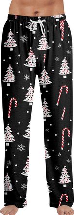 Generic Christmas Pyjama Bottoms for Men Santa Claus Printed Trousers Casual Relaxed Fit Training Sweatpants with Pockets and Drawstring Lounge Pyjama for Xma