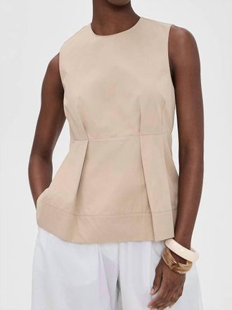 Vince Crew Neck Paneled Top In Wheatstone
