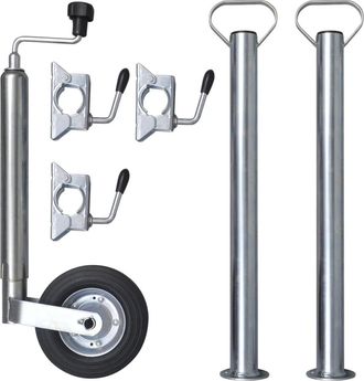 vidaXL Vidaxl - Rueda Jockey De Remolque Con 2 Soportes 1 Abrazadera Dividida
