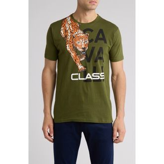Cavalli Stretch Cotton Graphic T-Shirt in Army at Nordstrom Rack, Size Small