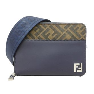Fendi Khaki Navy Pvc Leather Shoulder Bag (Pre-Owned)