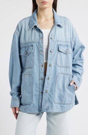 Hidden Jeans Oversize Denim Shirt in Light Wash at Nordstrom, Size Medium