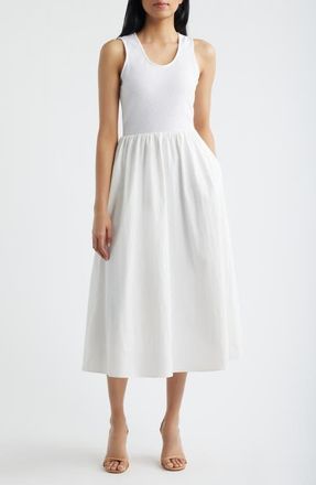 Bernardo Mixed Media Midi Dress in Bright White at Nordstrom, Size X-Large