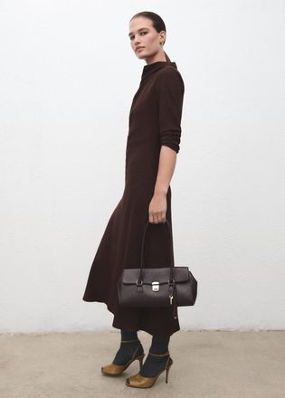 Mango Vestito collo drappeggiato increspato cioccolato - Donna - XS - MANGO