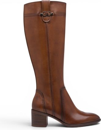 Tamaris Tamaris dames bruine leren rijlaarzen met kniehoge hak - 25576-47