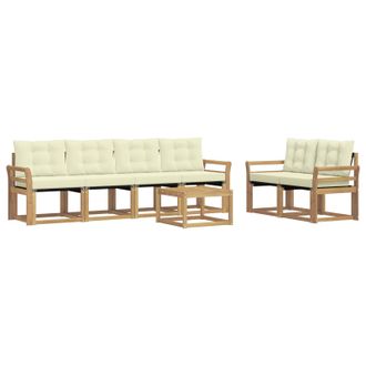 vidaXL Conjunto De Sof&aacute;s De Exterior Con Coj&iacute;n 7 Pcs Blanco Y Crema Vidaxl
