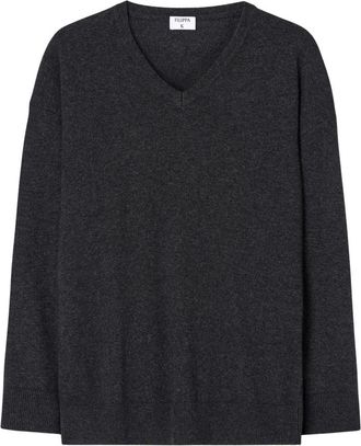Filippa K Zachte Wol V-hals Trui - Dames - V-hals truien - Grijs - S - Wol - Truien & Vesten