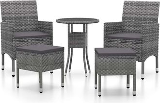 vidaXL Juego De Muebles De Jard&iacute;n 5 Piezas Rat&aacute;n Sint&eacute;tico Gris Vidaxl