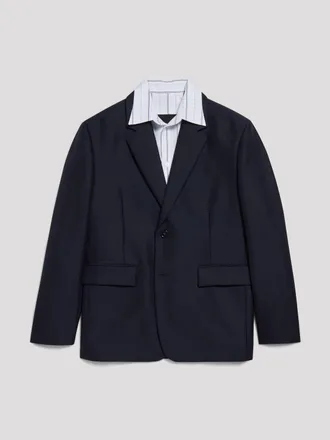 Balenciaga Blazer monopetto double layer in lana e cotone