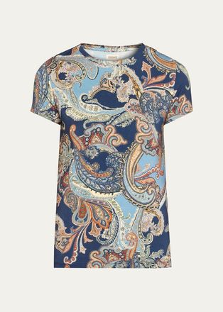 L'agence Ressi Paisley Short-Sleeve Jersey T-Shirt