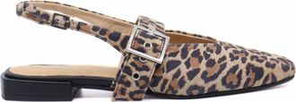 Intentionally blank Womens Pearl Suede Slingback Ballet Flats In Leopard