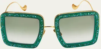 Anna-Karin Karlsson Beaming Sky Swarovski Square Acetate Sunglasses