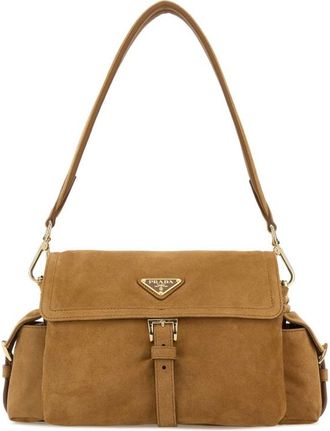 Prada Camel Suede Shoulder Bag