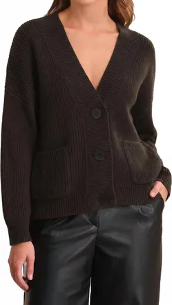 525 america Celeste Button Down Cardigan In Chocolate Plum