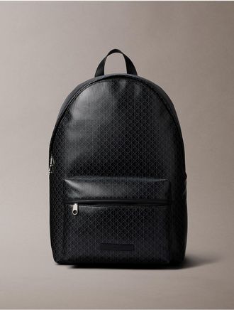 Calvin Klein Mens Allover Emblem Logo Backpack - Black