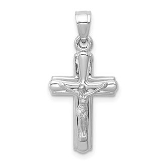 Diamond2Deal 14K White Gold Reversible Crucifix Pendant