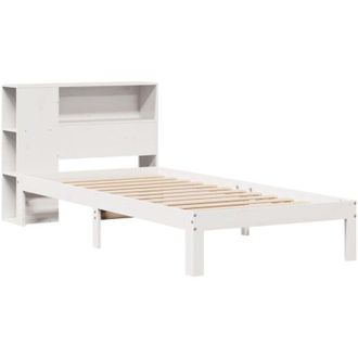 vidaXL Cama Con Estanter&iacute;a Sin Colch&oacute;n Madera Maciza Blanca 75x190 Cm Vidaxl