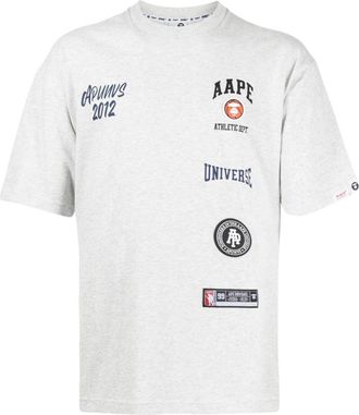 Aape By A Bathing Ape collegial-print cotton T-shirt - men - Cotton - S - Grey