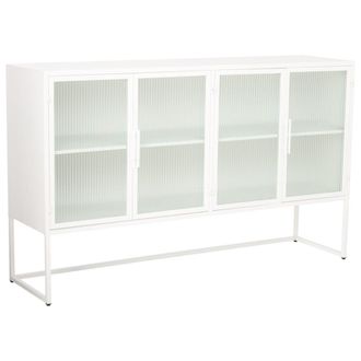 Wanderlust Deco Aparador de metal blanco con 4 puertas 150x38,5x90,5h cm