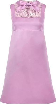 Nina Ricci Lila Satijnen Jurk met Strik - Dames - Korte kleedjes - Roze - XS - Satijn - Kleedjes