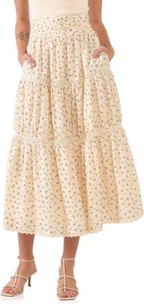 Free the Roses Tiered Floral Maxi Skirt in Yellow at Nordstrom, Size Small