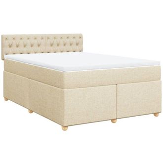 vidaXL Vidaxl - Cama Box Spring Con Colch&oacute;n Tela Color Crema 140x200 Cm