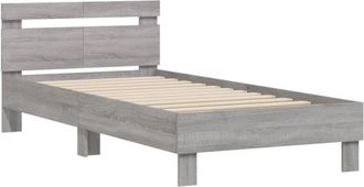 vidaXL Bed Frame without Mattress with Headboard Grey Sonoma 100x200 cm vidaXL