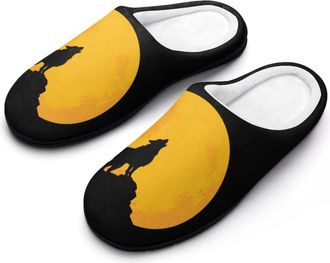 Generic Howling Wolf Womens Slippers Winter Warm House Shoes Indoor Outdoor Hotel Slipper
