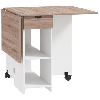 HOMCOM Mesa plegable comedor 120x72x75 cm roble y blanco